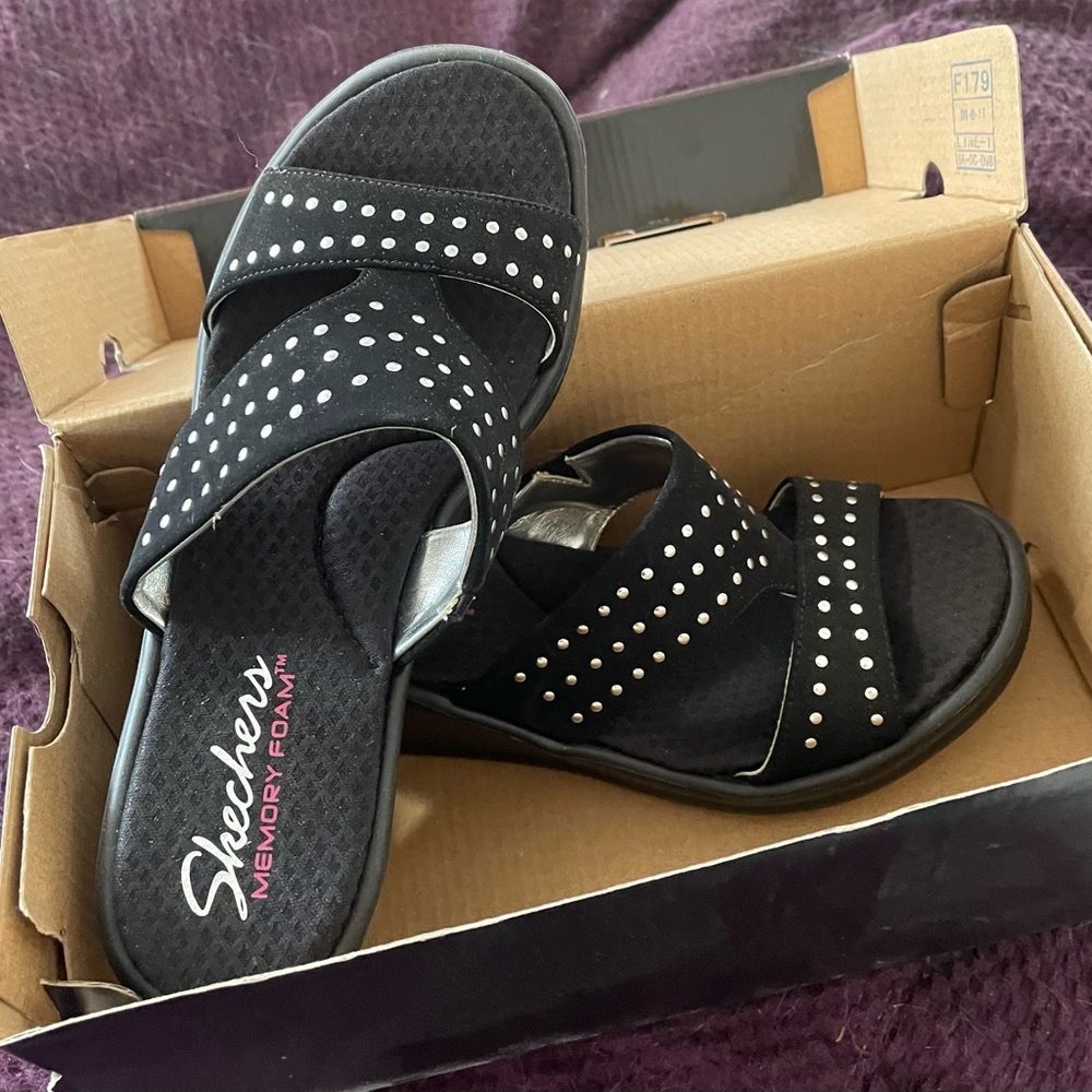 Sketchers black studded sandals size 7